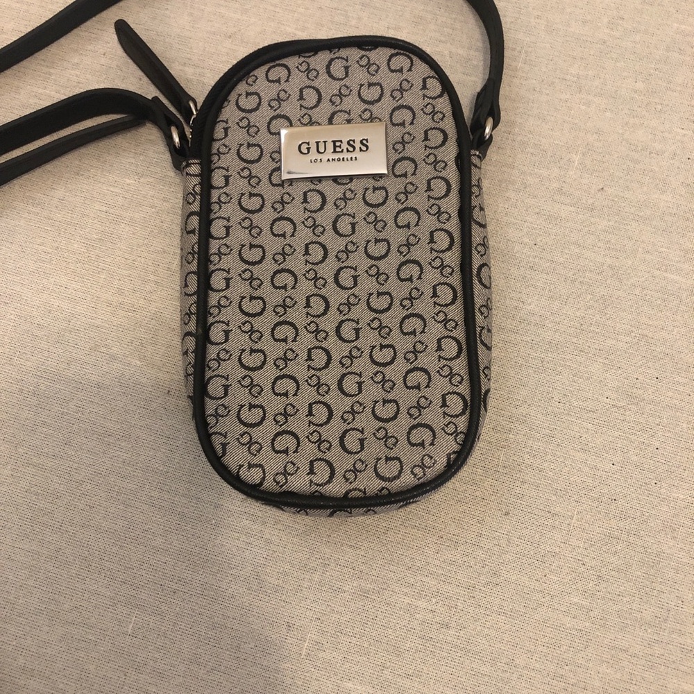 GUESS Gray Monogram Crossbody Belt Bag